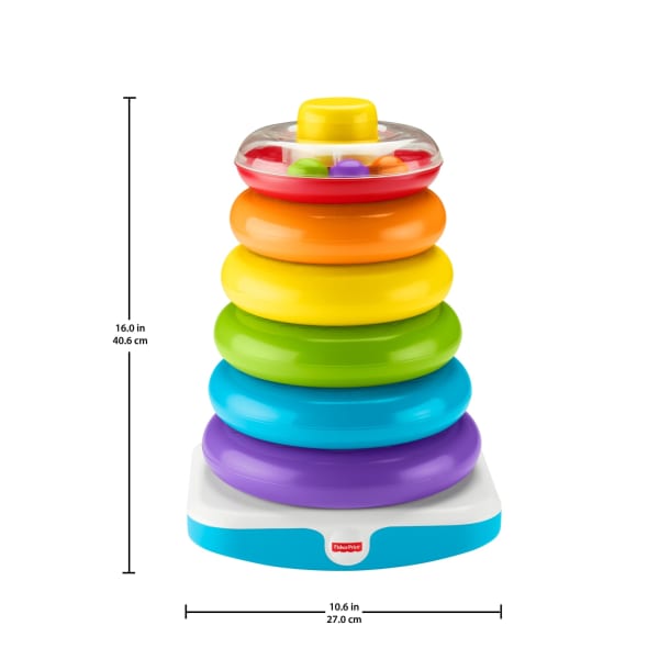 Mattel Fisher-Price Giant Rock-A-Stack Baby Toy Ring Stacking Toy For Infants And Toddlers 14+ Inches Tall
