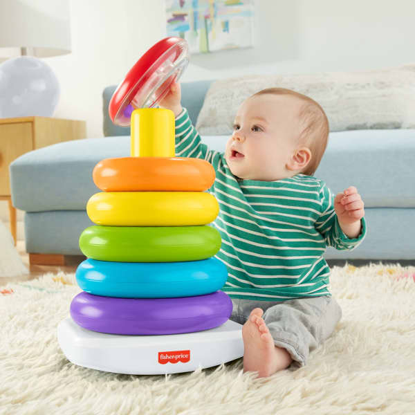 mattel Fisher-Price Giant Rock-A-Stack Baby Toy Ring Stacking Toy For Infants And Toddlers 14+ Inches Tall