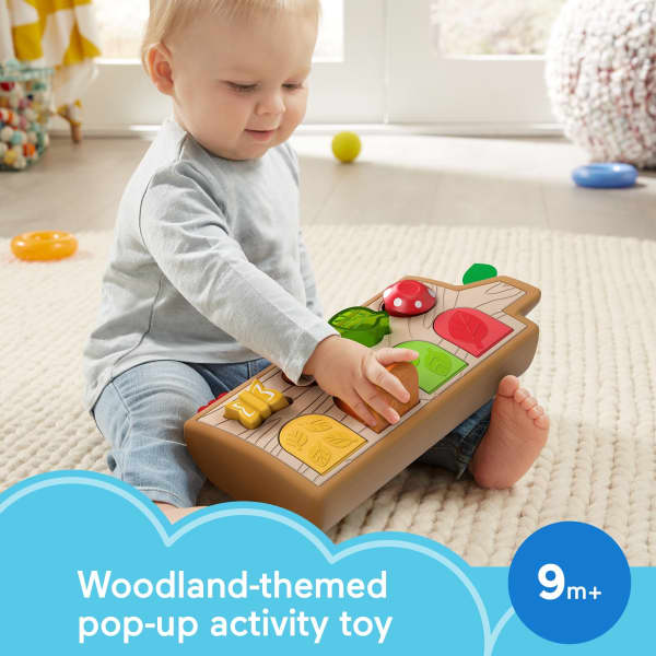 mattel Fisher-Price Hide & Peek Pop-Up Animal-Themed Baby Sensory Activity Toy With Wood & Sounds