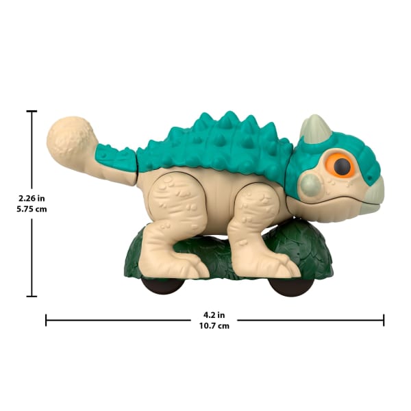 mattel Fisher-Price Imaginext Jurassic World Ankylosaurus Dinosaur Toy With Wheels & Wiggling Motion