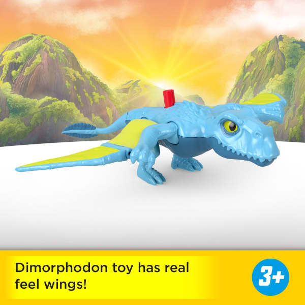 mattel Fisher-Price Imaginext Jurassic World Rebirth Dimorphodon Dinosaur Action Figure With Wing Motion