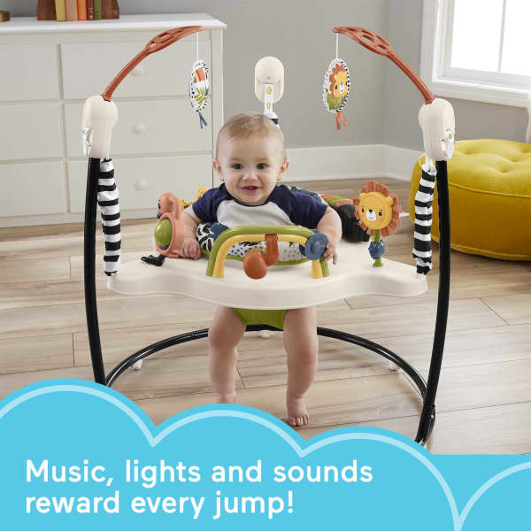 mattel Fisher-Price Jumperoo Baby Activity Center With Lights Music And Sounds Palm Paradise