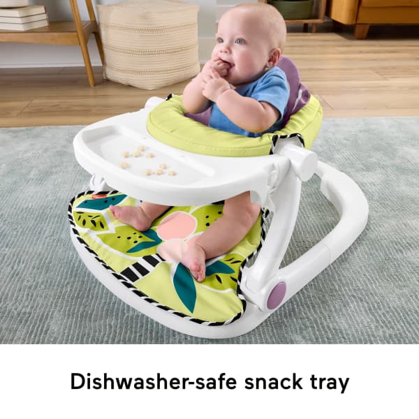 Mattel Fisher-Price Kick & Play Deluxe Sit-Me-Up Seat Purple Monkey Baby Chair & Piano Learning Toy