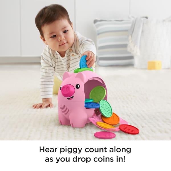 Mattel Fisher-Price Laugh & Learn Count & Rumble Piggy Bank Baby & Toddler Toy With Music & Motion