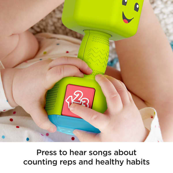 Mattel Fisher-Price Laugh & Learn Countin’ Reps Dumbbell Musical Rattle Toy For Infant & Toddler