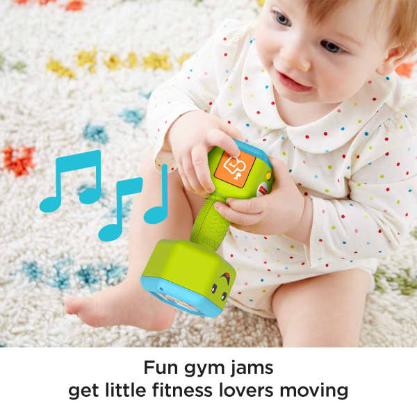 Mattel Fisher-Price Laugh & Learn Countin’ Reps Dumbbell Musical Rattle Toy For Infant & Toddler