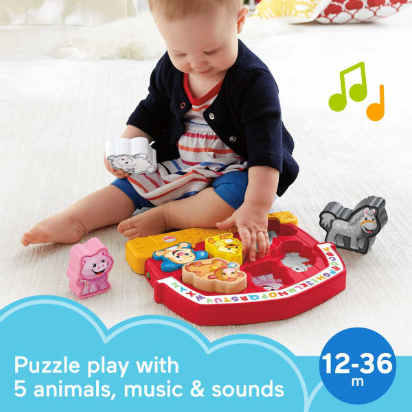 mattel Fisher-Price Laugh & Learn Farm Animal Puzzle Shape Sorting Baby Toy With Music & Sounds