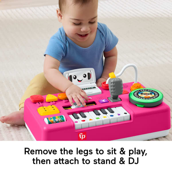Mattel Fisher-Price Laugh & Learn Mix & Learn DJ Table Baby & Toddler Musical Learning Toy Pink