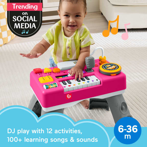 mattel Fisher-Price Laugh & Learn Mix & Learn DJ Table Baby & Toddler Musical Learning Toy Pink
