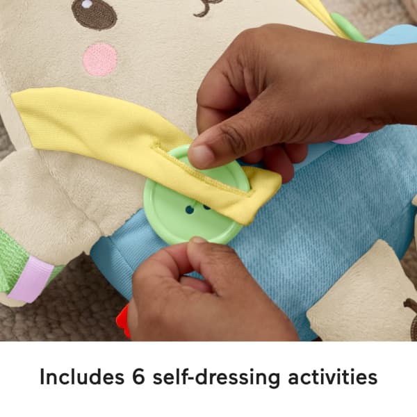 Mattel Fisher-Price Learn To Dress Bunny Plush Animal Doll Educational Activity Toy For Toddlers