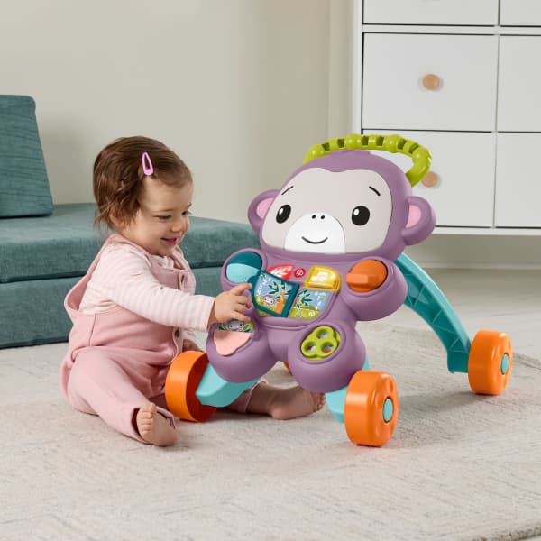 Mattel Fisher-Price Learn With Me Purple Monkey Walker Baby Activity Toy With Music & Lights