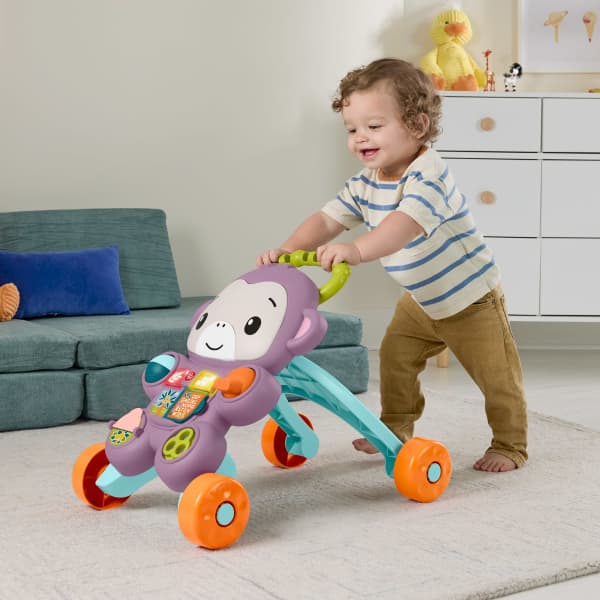mattel Fisher-Price Learn With Me Purple Monkey Walker Baby Activity Toy With Music & Lights