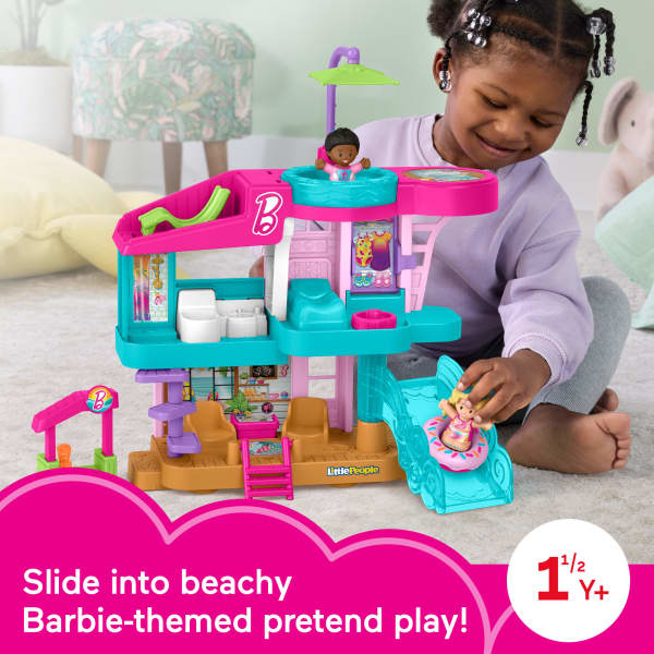 mattel Fisher-Price Little People Barbie Beach House Toddler Playset With Figures & Accessories