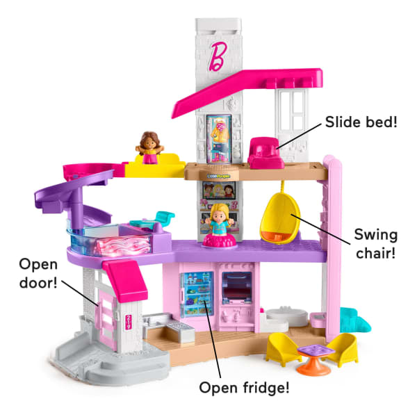 Mattel Fisher-Price Little People Barbie Little Dreamhouse Toddler Playset With Music & Lights 7 Pieces