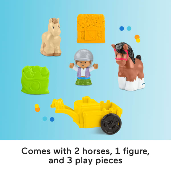 Mattel Fisher-Price Little People Friendly Horses Stable Toddler Playset With Sounds 6 Play Pieces