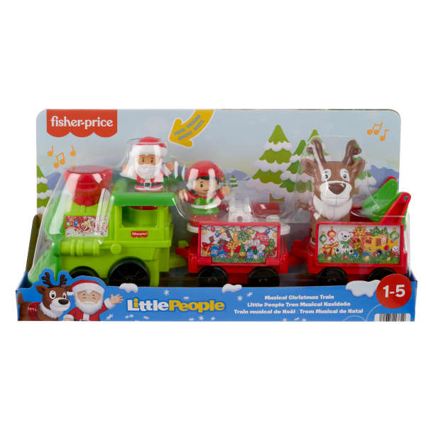 mattel Fisher-Price Little People Musical Christmas Train Toddler Toy With Santa Elf & Reindeer Figures