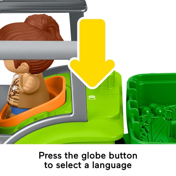 Mattel Fisher-Price Little People Push & Play Tractor Musical Toy Farm Vehicle & 2 Figures For Toddlers Multilanguage Version