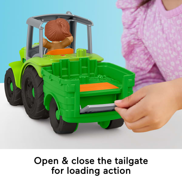Mattel Fisher-Price Little People Push & Play Tractor Musical Toy Farm Vehicle & 2 Figures For Toddlers Multilanguage Version