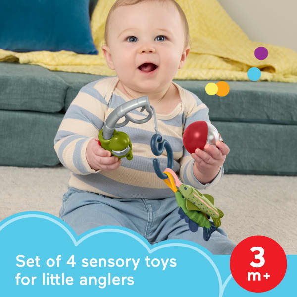 mattel Fisher-Price Mini Me Moments Reel Fun Fishing Gift Set 4 Baby Toys For Newborn Sensory Play