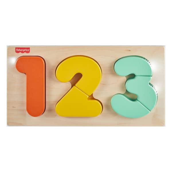 Mattel Fisher-Price Montessori Wooden 1-2-3 Puzzle Toddler Learning Toy 7 Wood Pieces