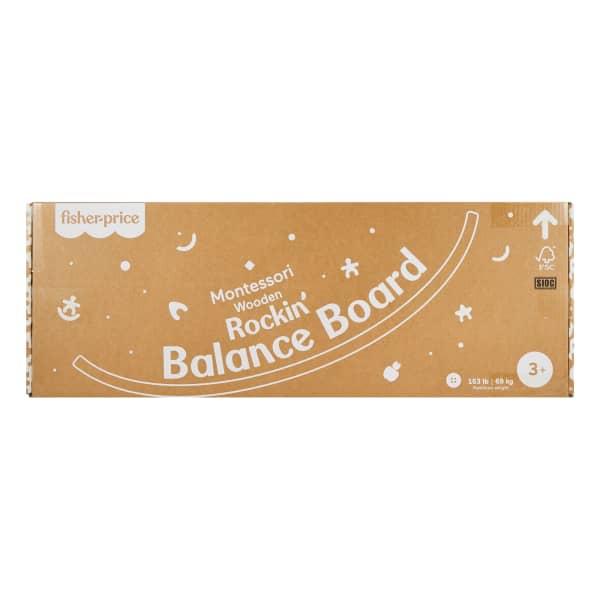 Mattel Fisher-Price Montessori Wooden Rockin’ Balance Board Learning Activity For Kids 31.7 Inches