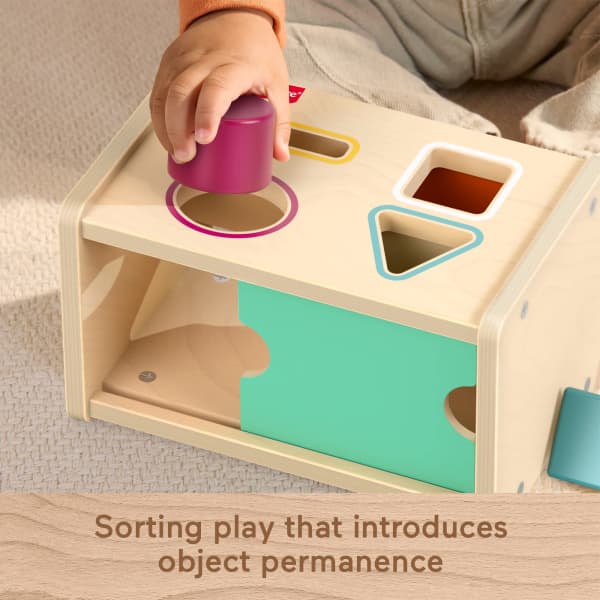 Mattel Fisher-Price Montessori Wooden Sort & Find Object Permanence Box Baby Learning Toy
