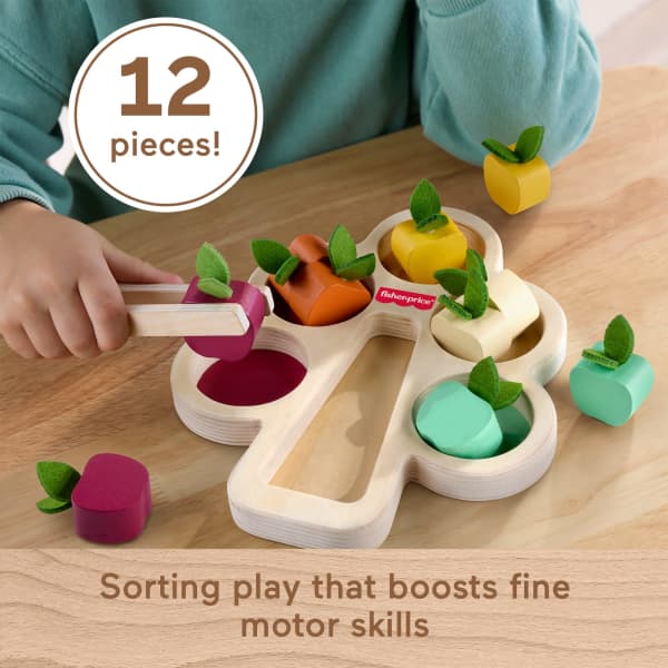 Mattel Fisher-Price Montessori Wooden Sorting Tree Learning Toy & Play Tips For Toddlers 12 Wood Pieces