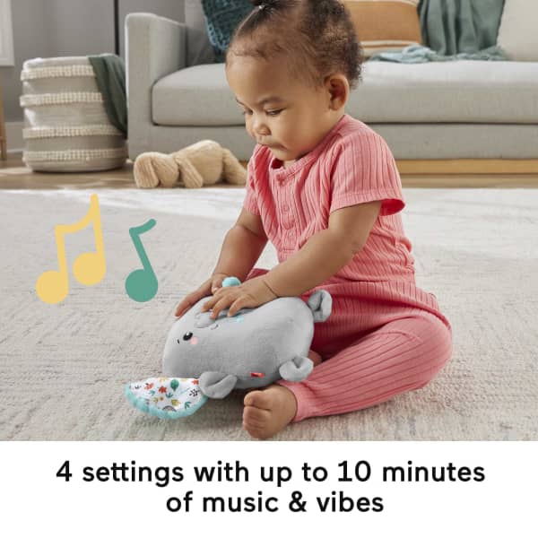 Mattel Fisher-Price Plush Elephant Baby Toy Sound Machine With Vibrations Calming Vibes Soother