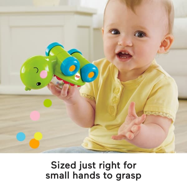 Mattel Fisher-Price Poppity Pop Turtle Push-Along Vehicle With Sounds For Infant Crawling Play