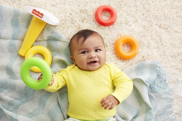 Mattel Fisher-Price Rock-A-Stack Ring Stacking Toy With Roly-Poly Base For Infants