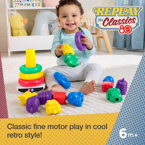 mattel Fisher-Price Rock-A-Stack & Snap Lock Beads Baby Toy Set Mattel Replay The Classics Collection