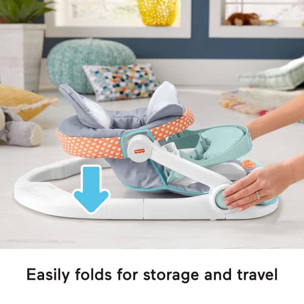 Mattel Fisher-Price Sit-Me-Up Floor Seat Portable Baby Chair With Snack Tray & Toys Penguin Island