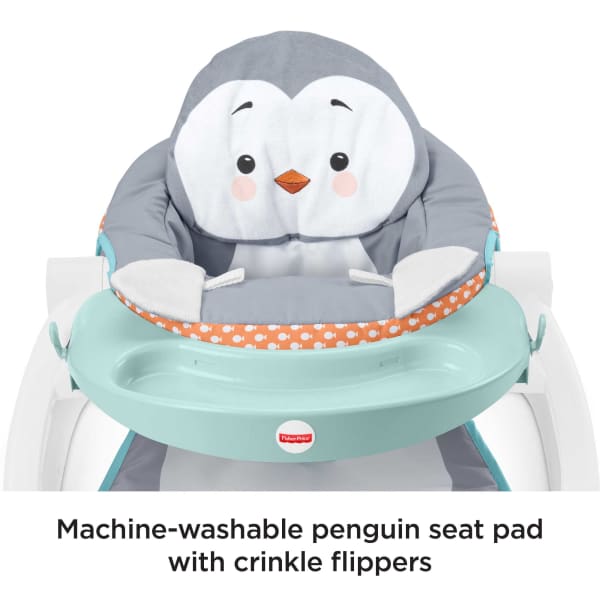 Mattel Fisher-Price Sit-Me-Up Floor Seat Portable Baby Chair With Snack Tray & Toys Penguin Island
