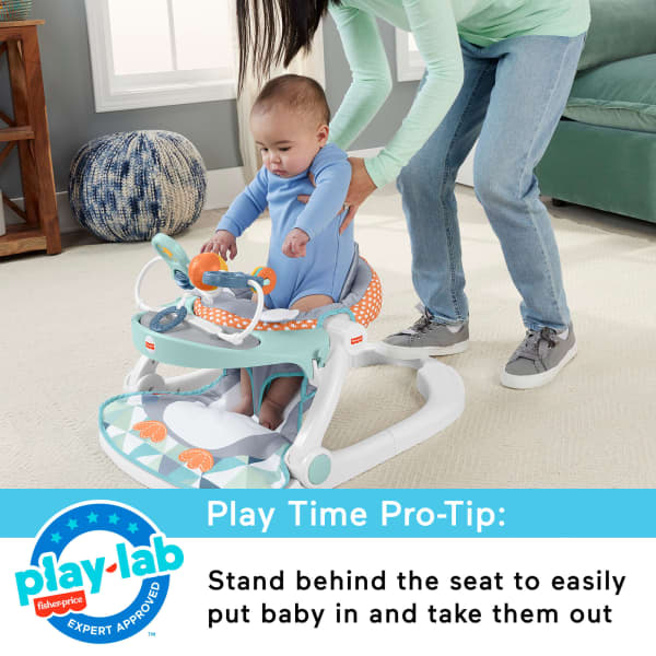 Mattel Fisher-Price Sit-Me-Up Floor Seat Portable Baby Chair With Snack Tray & Toys Penguin Island