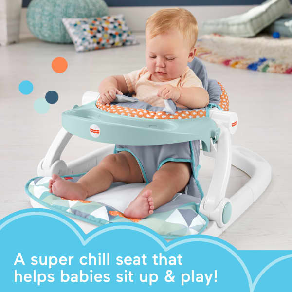 mattel Fisher-Price Sit-Me-Up Floor Seat Portable Baby Chair With Snack Tray & Toys Penguin Island mattel Fisher-Price Sit-Me-Up Floor Seat Portable Baby Chair With Snack Tray & Toys Penguin Island