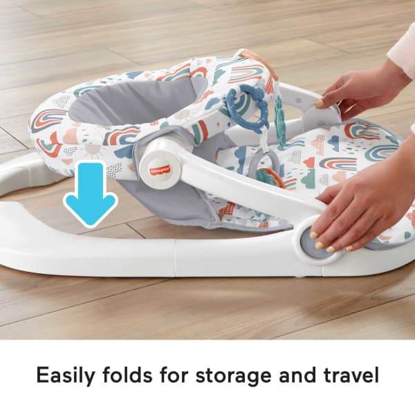 Mattel Fisher-Price Sit-Me-Up Floor Seat Portable Baby Chair With Toys Rainbow Showers
