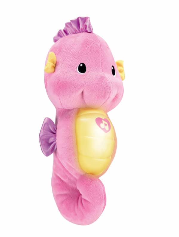 Mattel Fisher-Price Soothe & Glow Seahorse Musical Plush Toy & Sound Machine For Baby With Lights Pink
