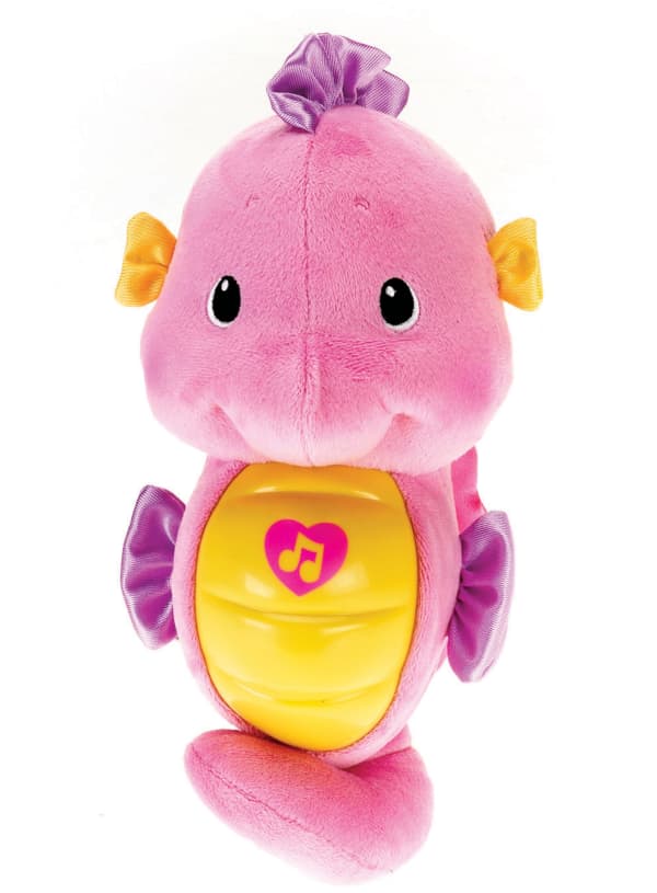 Mattel Fisher-Price Soothe & Glow Seahorse Musical Plush Toy & Sound Machine For Baby With Lights Pink