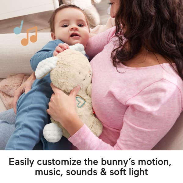 Mattel Fisher-Price Soothe & Settle Bunny Plush Baby Toy & Customizable Sound Machine With Motion