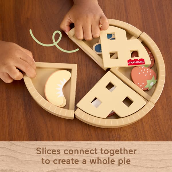 Mattel Fisher-Price Tiny Garden Wooden Fruit Pie Pretend Food Puzzle Set For Kids 16 Wood Pieces