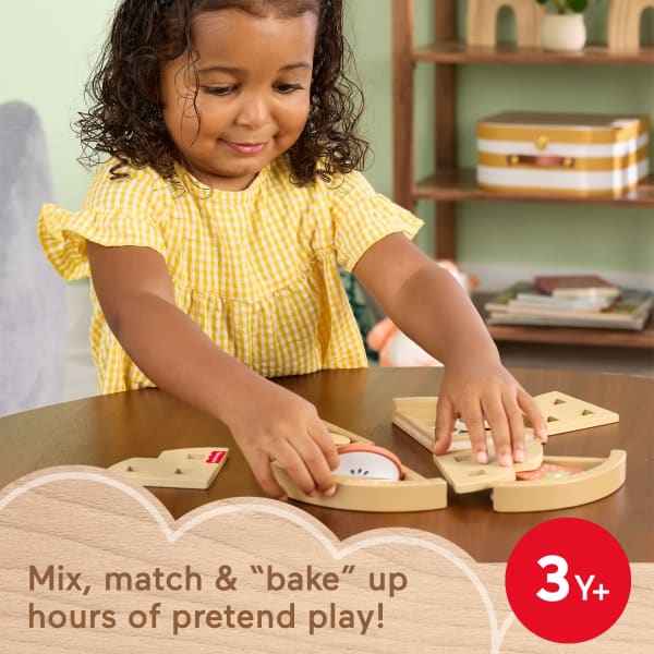 mattel Fisher-Price Tiny Garden Wooden Fruit Pie Pretend Food Puzzle Set For Kids 16 Wood Pieces