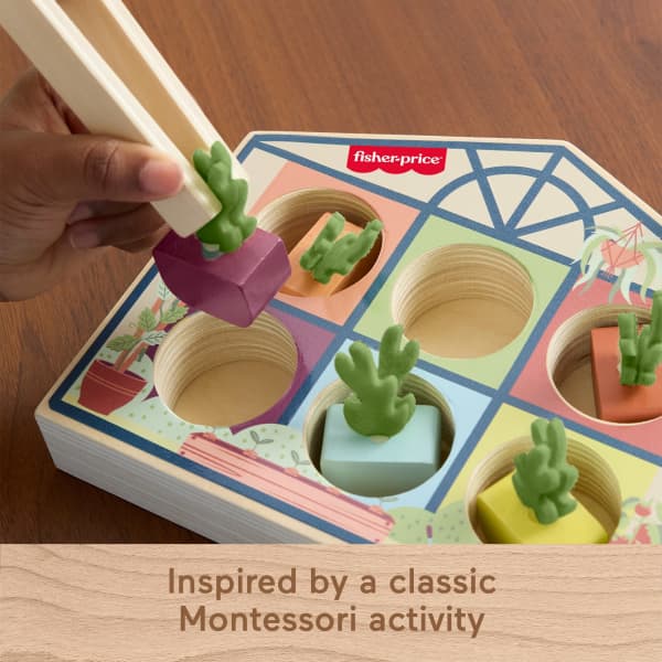 Mattel Fisher-Price Tiny Garden Wooden Sorting Greenhouse Activity Toy For Preschool Kids