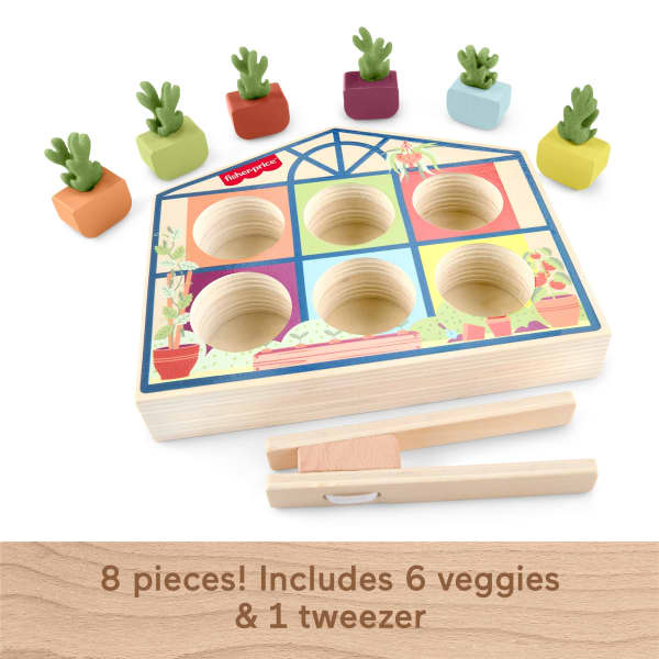 Mattel Fisher-Price Tiny Garden Wooden Sorting Greenhouse Activity Toy For Preschool Kids