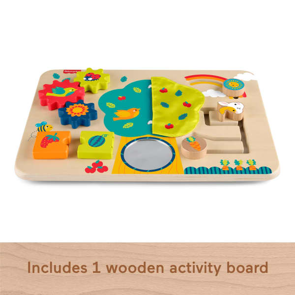Mattel Fisher-Price Wooden Activity Station Baby Busy Board Toy For Developmental Play 1 Wood Piece