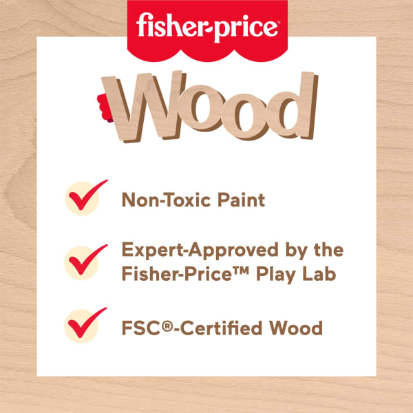 Mattel Fisher-Price Wooden Cake Pretend Food Decorating Set For Preschool Kids 14 Wood Pieces