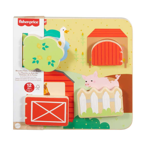 Mattel Fisher-Price Wooden Farm Animal Board Busy Activity Toy For Baby & Toddler 1 Wood Piece