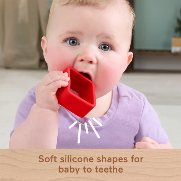 Mattel Fisher-Price Wooden Silicone Puzzle Shape-Sorter Developmental Toy For Baby 5 Pieces