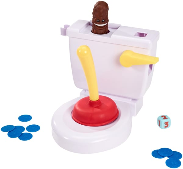Mattel Flushin' Frenzy Kids Game Toilet Launches Poop For Silly Fun On Game Night And At Parties