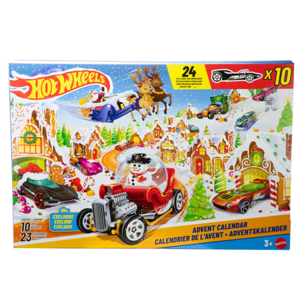 Mattel Hot Wheels 2025 Advent Calendar With 10 Toy Vehicles In 1:64 Scale & 24 Accessories