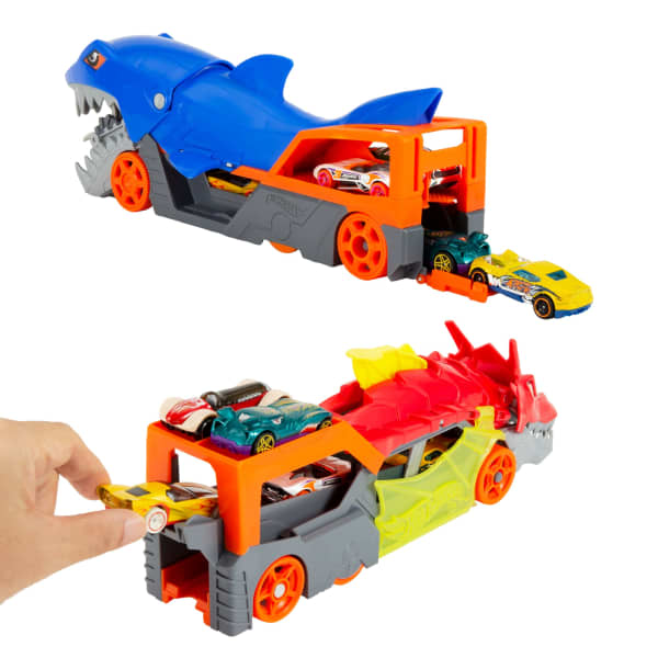 Mattel Hot Wheels City Battling Creature Transports Vehicle & 10 Die-Cast Toy Cars